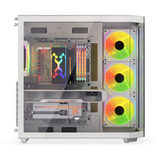 Krux  boîtier midi tower Blanc | 2x USB-A | 1x USB-C | RGB | Verre Trempé