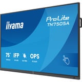iiyama ProLite TN7505A-B1AG 74.5" 4K Ultra HD Moniteur tactile Noir, 1x DisplayPort, 2x HDMI, 1x VGA, 1x USB-C, 3x USB-A, 2x RJ-45