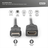 Digitus Câble de rallonge HDMI High Speed avec Ethernet, Câble d'extension Noir