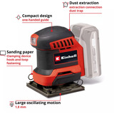 EINHELL Power X-Change Ponceuse orbitale à main sans fil TE-OS 18/113 Li-Solo, 18 Volt, Ponceuse vibrante Rouge/Noir