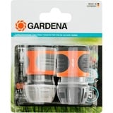 GARDENA Raccord rapide + raccord aquastop, Raccord de tuyau Gris/Orange, 18279-20