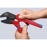 KNIPEX MultiCrimp® Pinces à sertir avec porte-profils 97 33 02, Pince à sertir Rouge/Bleu, pince brunie, poignées avec gaines bi-matière, fournie avec 3 profils interchangeables