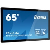 iiyama Prolite TF6539UHSC-B1AG, Affichage public Noir, Écran plat interactif, 165,1 cm (65"), LCD, 3840 x 2160 pixels