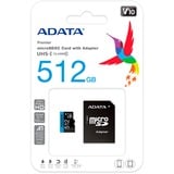 ADATA AUSDX512GUICL10A1-RA1 mémoire flash 512 Go MicroSDXC UHS-I Classe 10 512 Go, MicroSDXC, Classe 10, UHS-I, 100 Mo/s, 25 Mo/s