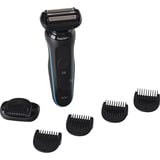Braun Series 5 51-M4500cs Rasoir à grille Noir, Bleu Noir/Bleu, Rasoir à grille, Noir, Bleu, Boutons, LED, Chargement, Énergie, AC/Batterie