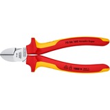 KNIPEX Pince coupante de côté 70 06 160, Tenailles de cran Rouge/Jaune, isolées par gaines bi-matière, certifiées VDE