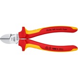 KNIPEX Pince coupante de côté 70 06 160, Tenailles de cran Rouge/Jaune, isolées par gaines bi-matière, certifiées VDE