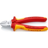 KNIPEX Pince coupante de côté 70 06 160, Tenailles de cran Rouge/Jaune, isolées par gaines bi-matière, certifiées VDE