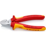 KNIPEX Pince coupante de côté 70 06 160, Tenailles de cran Rouge/Jaune, isolées par gaines bi-matière, certifiées VDE