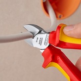 KNIPEX Pince coupante de côté 70 06 160, Tenailles de cran Rouge/Jaune, isolées par gaines bi-matière, certifiées VDE