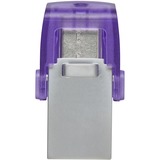 Kingston DataTraveler microDuo 3C 128 Go, Clé USB Violet/transparent, USB-A + USB-C