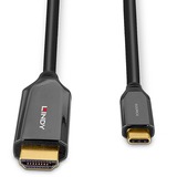 Lindy Câble adaptateur USB Type C vers HDMI 8K60, 2m Noir, 2m, 2.0/3.2 Gen 2 (3.1 Gen 2), USB Type-C, Sortie HDMI, 7680 x 4320 pixels