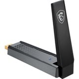 MSI AX1800 WiFi USB Adapter WLAN 1201 Mbit/s, Adaptateur WLAN Sans fil, USB, WLAN, Wi-Fi 6 (802.11ax), 1201 Mbit/s, Noir