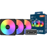 Montech GF120R V2 ARGB ventilateurs de boîtier Noir, 3 pièces, 120 x 120 x 25 mm, PWM