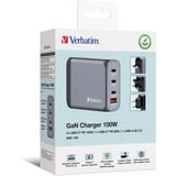 Verbatim GNC-100 Universel Noir, Gris Secteur Charge rapide Intérieure Gris, 3x USB-C, 1x USB-A, Intérieure, Secteur, 20 V, Noir, Gris