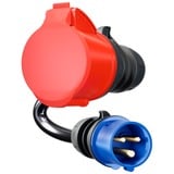 go-e Adaptateur pour Gemini flex 22 kW, CEE rouge triphasé 32A > CEE bleu 16A Noir