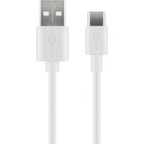 goobay 45563 câble USB 1 m USB 2.0 USB A USB C Blanc Blanc, 1 m, USB A, USB C, USB 2.0, 480 Mbit/s, Blanc