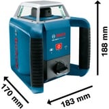 Bosch Laser rotatif GRL 400 H Professional Bleu/Noir, 400 m, 0,08 mm/m, 5°, 600 tr/min, Rouge, 635 nm (< 1 mW)
