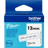 Brother BTAG-135 ruban d'étiquette Blanc sur transparent Blanc sur transparent, Philippines, 5 année(s), Brother, P-touch PT-N10, PT-N20, PT-N25BT, 1,2 cm