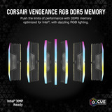 Corsair Vengeance RGB 32 Go DDR5-6000 (2x 16 Go) mémoire vive Noir, CMH32GX5M2B6000C38, XMP 3.0