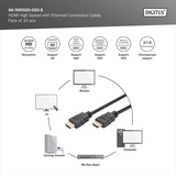 Digitus Câble HDMI haute vitesse avec Ethernet, pack de 10 Noir