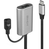 Lindy 43270 câble USB 5 m USB 3.2 Gen 1 (3.1 Gen 1) USB C USB A Argent, Câble d'extension Noir, 5 m, USB C, USB A, USB 3.2 Gen 1 (3.1 Gen 1), Argent