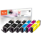 Peach PI100-379 cartouche d'encre 6 pièce(s) Compatible Rendement élevé (XL) Noir, Cyan, Magenta, Jaune Rendement élevé (XL), 17 ml, 10 ml, 6 pièce(s), Multi pack