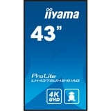 iiyama PROLITE LE4341S-B2 Écran plat de signalisation numérique 108 cm (42.5") LCD 350 cd/m² Full HD Noir 18/7, Affichage public Noir brillant, Écran plat de signalisation numérique, 108 cm (42.5"), LCD, 1920 x 1080 pixels, 18/7
