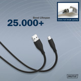 Digitus Câble de connexion en silicone USB 2.0 USB-A > USB-C Noir