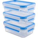 Emsa Récipients fraîcheur Clip & Close 0,55 L, Boîte Transparent/Bleu, 3 pièces, rectangulaires