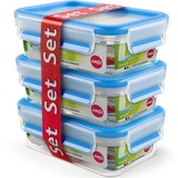 Emsa Récipients fraîcheur Clip & Close 0,55 L, Boîte Transparent/Bleu, 3 pièces, rectangulaires