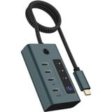 ICY BOX IB-HUB1454-C31 USB 3.2 Gen 1 (3.1 Gen 1) Type-C 10000 Mbit/s Bleu, Gris, Hub USB USB 3.2 Gen 1 (3.1 Gen 1) Type-C, USB 3.2 Gen 2 (3.1 Gen 2) Type-C, USB Type-C, 10000 Mbit/s, Bleu, Gris, Aluminium, 20 W