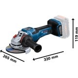 Bosch GWS 18V-15 PSC PROFESSIONAL meuleuse d'angle 12,5 cm 11000 tr/min 1500 W 2,3 kg Bleu/Noir, 11000 tr/min, 12,5 cm, Batterie, 2,3 kg, Moteur sans balai