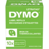 Dymo LetraTag® étiquettes thermocollantes - 12mm x 2m, Ruban Noir sur blanc, Nylon, Belgique, DYMO, LetraTag 100T, LetraTag 100H, 1,2 cm
