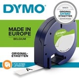 Dymo LetraTag® étiquettes thermocollantes - 12mm x 2m, Ruban Noir sur blanc, Nylon, Belgique, DYMO, LetraTag 100T, LetraTag 100H, 1,2 cm