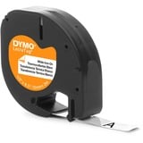 Dymo LetraTag Étiquettes Autocollantes pour Vêtements Authentique | 12 mm x 2 m | impression en noir sur fond blanc | Étiquettes autocollantes pour étiqueteuse LetraTag, Ruban Noir sur blanc, Nylon, Belgique, DYMO, LetraTag 100T, LetraTag 100H, 1,2 cm