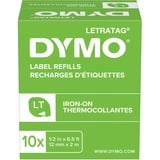 Dymo LetraTag Étiquettes Autocollantes pour Vêtements Authentique | 12 mm x 2 m | impression en noir sur fond blanc | Étiquettes autocollantes pour étiqueteuse LetraTag, Ruban Noir sur blanc, Nylon, Belgique, DYMO, LetraTag 100T, LetraTag 100H, 1,2 cm