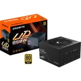 GIGABYTE GP-UD850GM alimentation  modulaire 850 watt Noir, 4x PCIe, 850 W, 100 - 240 V, 50/60 Hz, 12 A, 6 A, Actif