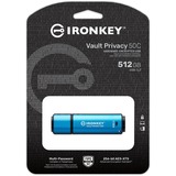 Kingston IronKey Vault Privacy 50 512 GB, Clé USB Bleu clair/Noir