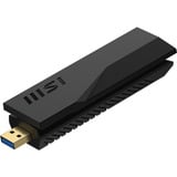 MSI BE6500 WiFi7 USB Stick - Dongle WLAN 2880 Mbit/s, Adaptateur WLAN Noir, Sans fil, USB, WLAN, Wi-Fi 7 (802.11be), 2880 Mbit/s, Noir