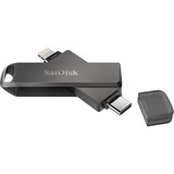 SanDisk iXpand lecteur USB flash 64 Go USB Type-C / Lightning 3.2 Gen 1 (3.1 Gen 1) Noir, Clé USB Noir, 64 Go, USB Type-C / Lightning, 3.2 Gen 1 (3.1 Gen 1), Pivotant, Protection par mot de passe, Noir
