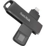 SanDisk iXpand lecteur USB flash 64 Go USB Type-C / Lightning 3.2 Gen 1 (3.1 Gen 1) Noir, Clé USB Noir, 64 Go, USB Type-C / Lightning, 3.2 Gen 1 (3.1 Gen 1), Pivotant, Protection par mot de passe, Noir