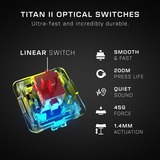 Turtle Beach Vulcan II Max clavier Gaming USB Allemand Blanc Blanc, Layout DE (QWERTZ), TITAN II Optical Red, 100%, Taille réelle (100 %), Avec fil, USB, Contacteur de touche opto-mécanique, LED RGB, Blanc