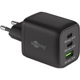 goobay Chargeur rapide USB-C Nano, PD, GaN, 65 watts, câble textile USB-C Noir