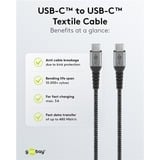 goobay Chargeur rapide USB-C Nano, PD, GaN, 65 watts, câble textile USB-C Noir