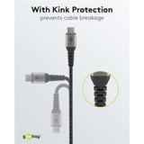 goobay Chargeur rapide USB-C Nano, PD, GaN, 65 watts, câble textile USB-C Noir