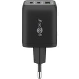 goobay Chargeur rapide USB-C Nano, PD, GaN, 65 watts, câble textile USB-C Noir