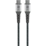 goobay Chargeur rapide USB-C Nano, PD, GaN, 65 watts, câble textile USB-C Noir