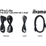 iiyama ProLite TE9218UWI-B1AG, Affichage public Noir (Mat), Tactile, HDMI, DisplayPort, USB-C, Audio, Android