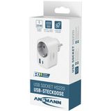 Ansmann Chargeur USB Home Socket HS220 / 3 A / 20 W / 2 Ports Blanc, 1x USB-C, 1x USB-A